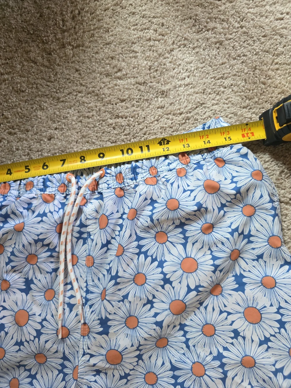 Goodfellow & Co men's swim trunks blue and white daisy pattern 5